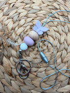 Purple Butterfly Beaded Lanyard