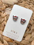 Abyssinian Blue Eyes Cat Stud Christmas Earrings