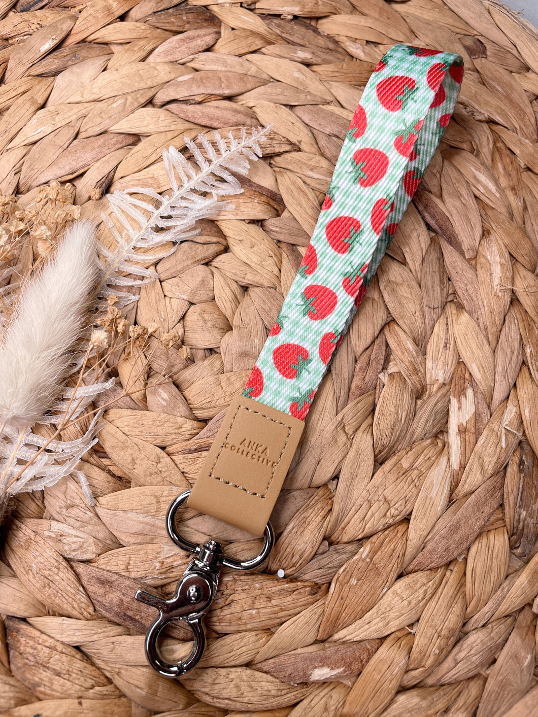 Strawberry Gingham Wristlet