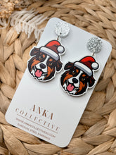 Load image into Gallery viewer, Aussie Sheperd Brown Dangle Christmas Earrings
