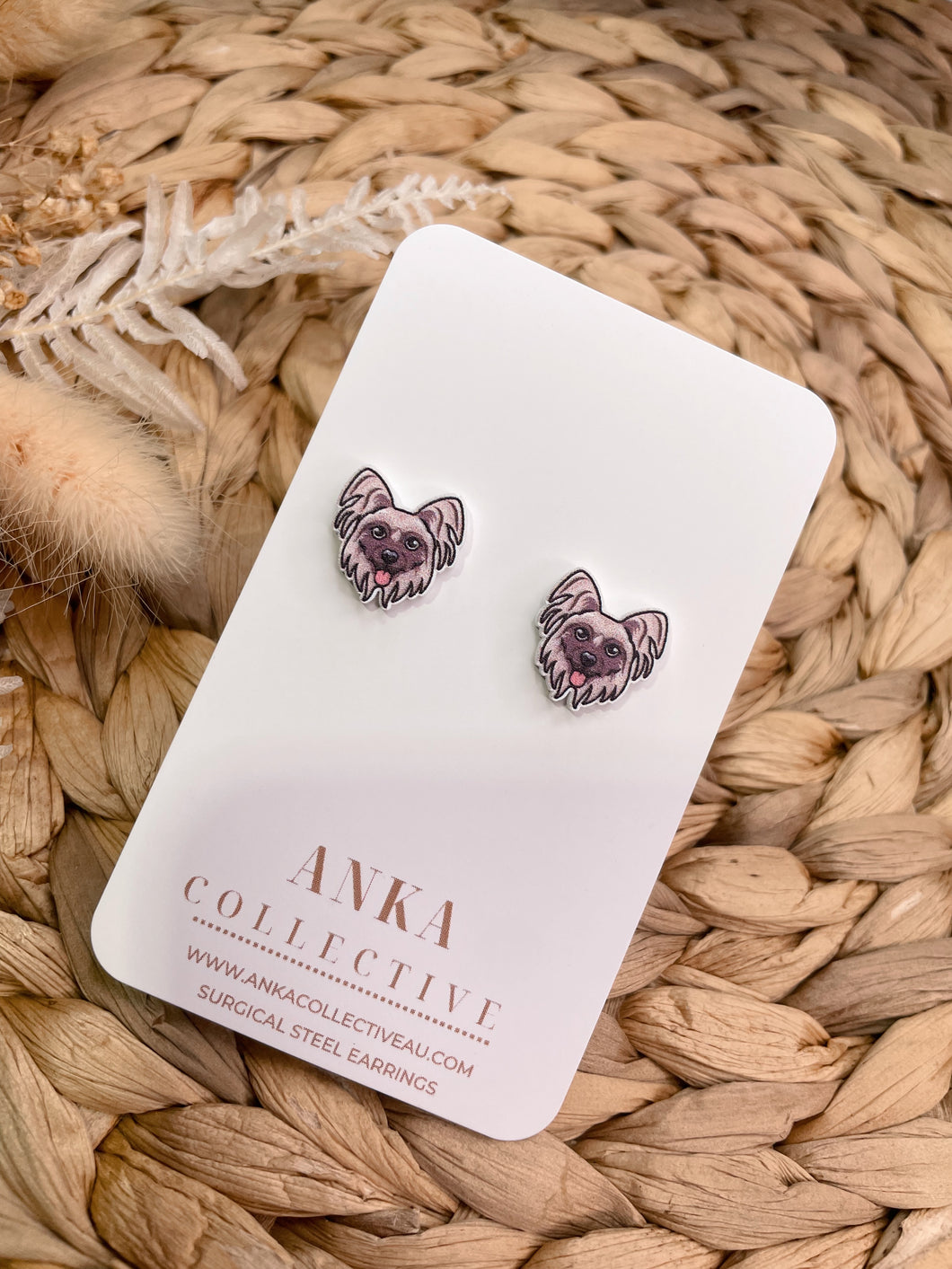 Chinese Crested Stud Earrings