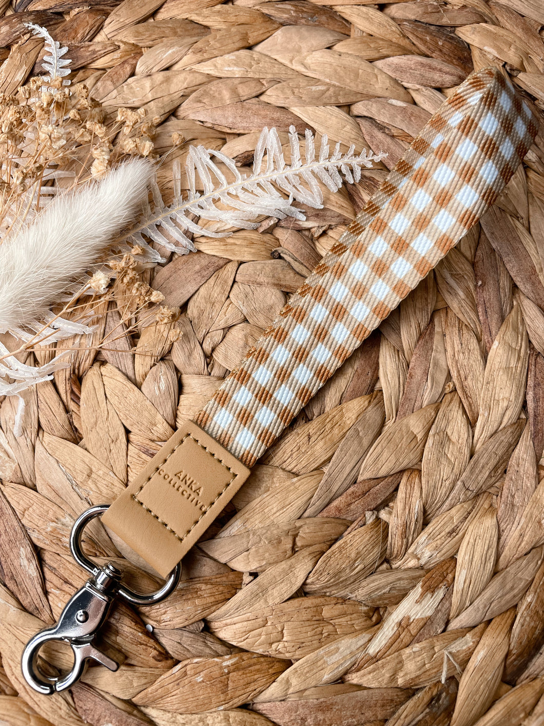 Mocha Gingham Wristlet