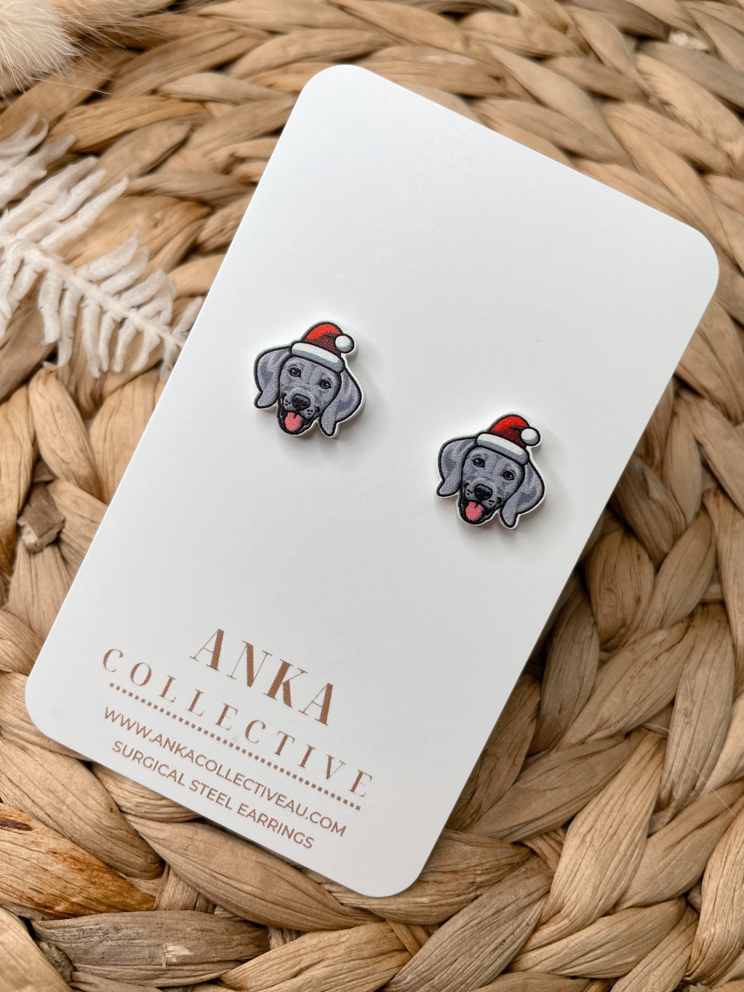 Weimaraners Stud Christmas Earrings