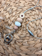 Beige Daisy Beaded Lanyard