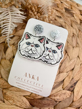 Load image into Gallery viewer, Persian White Cat Dangle Earrings
