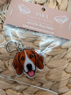 English Fox Hound Dog Keychain