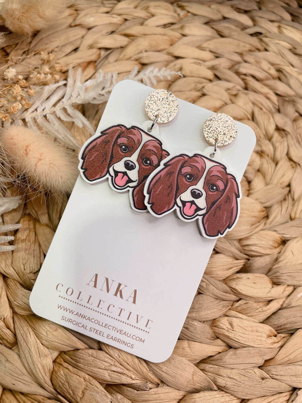 King Charles Cavalier Brown Dangle Earrings