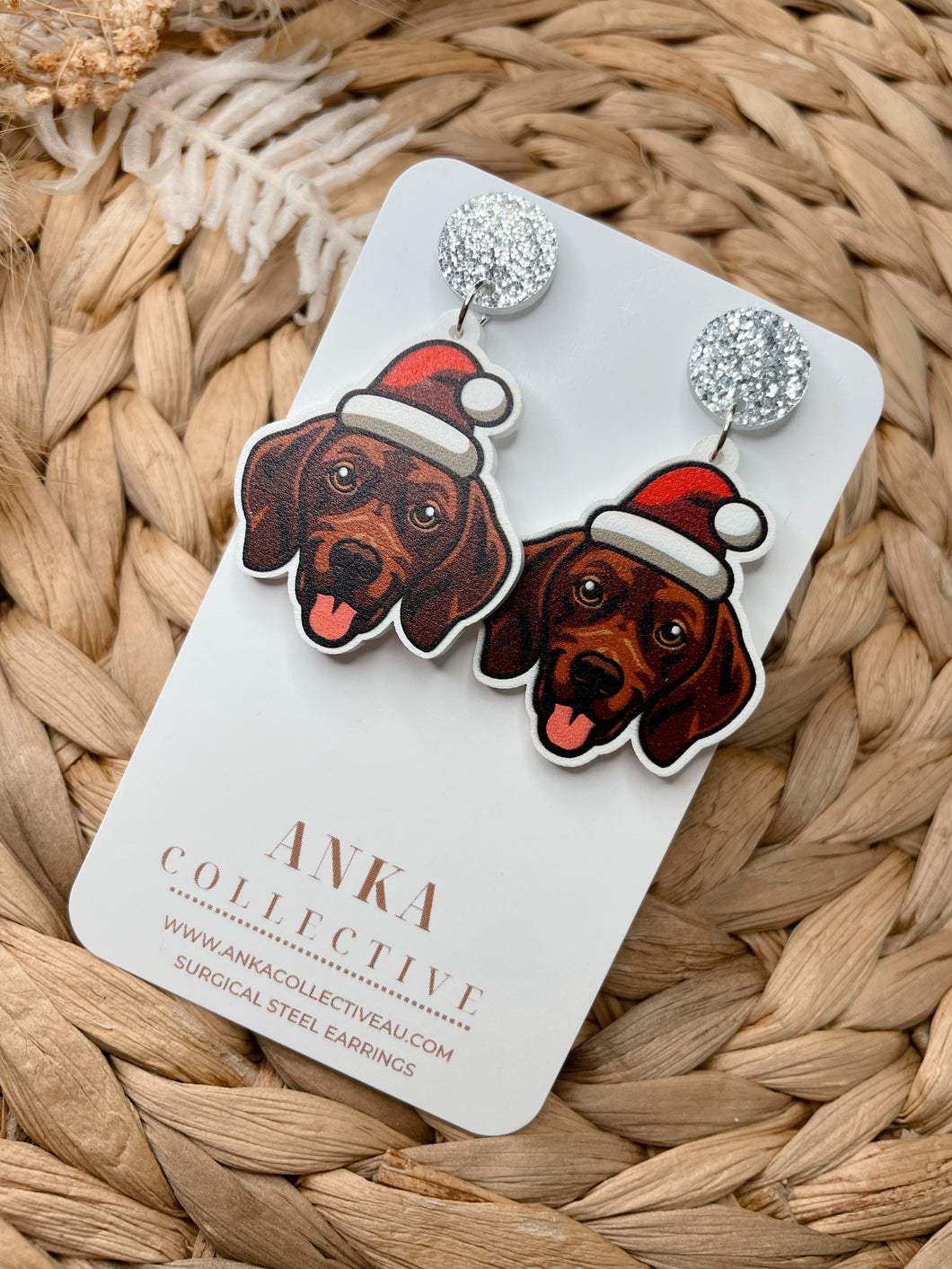 Vizsla Dangle Christmas Earrings