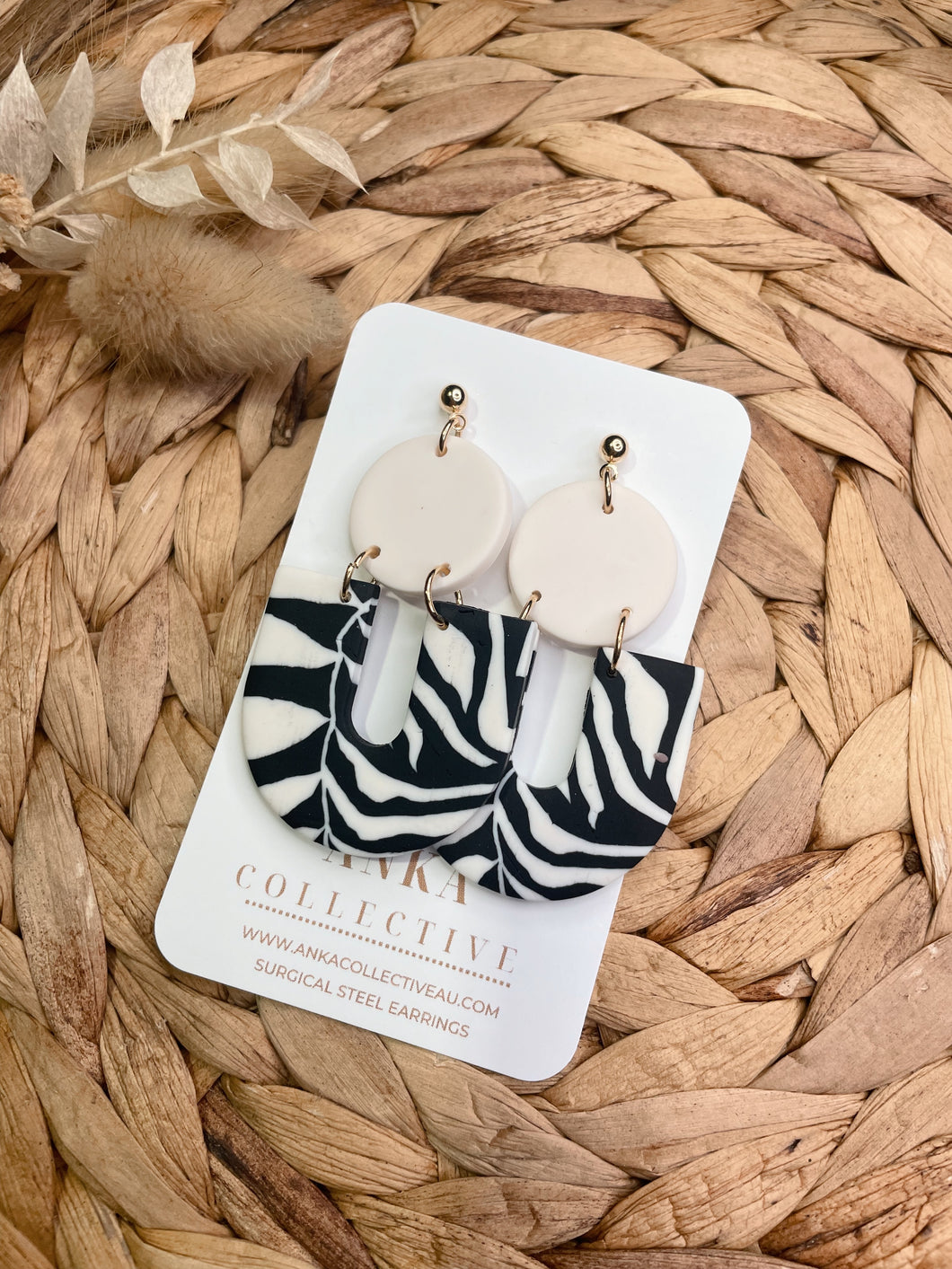 Black Zebra Statement Earrings