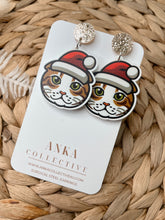 Load image into Gallery viewer, Scottish Fold Stripped Tan Cat Dangle Christmas Earrings
