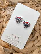 Sphynx Gray Cat Stud Christmas Earrings