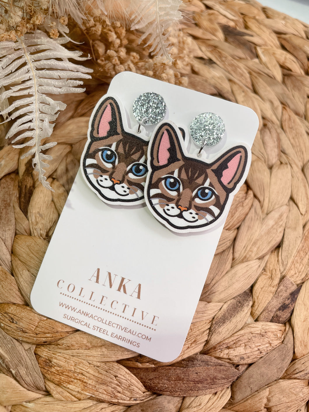Bengal Light Cat Dangle Earrings