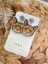 Load image into Gallery viewer, Tabby Orange Cat Dangle Earrings
