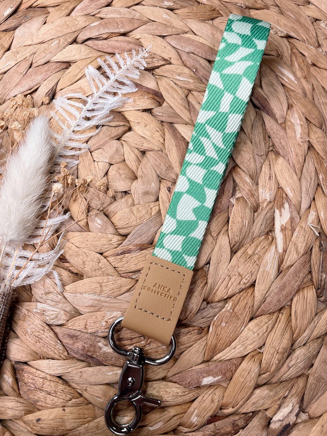 Groovy Gingham Green Wristlet