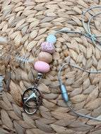 Pink Leopard Beaded Lanyard