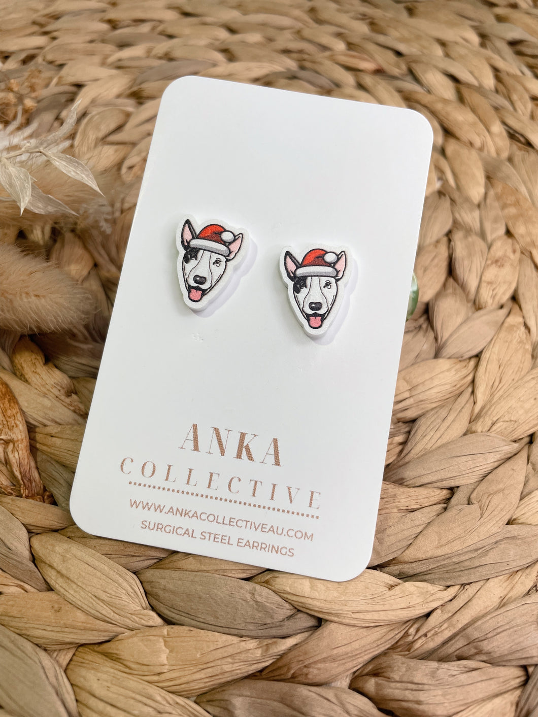 Bull Terrier Stud Christmas Earrings