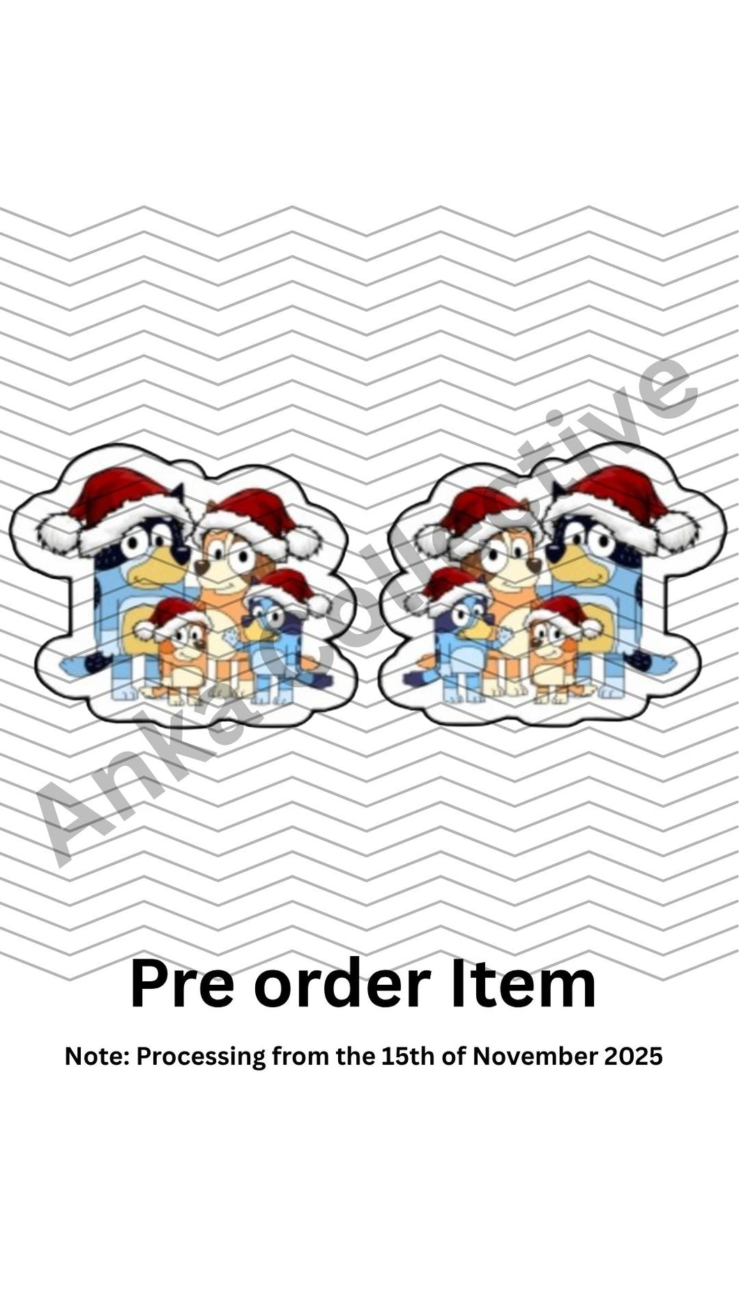 Blue Dog Christmas Family Stud Earrings