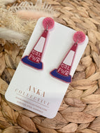 Girl Power Traffic Cone Purple Dangle Earrings