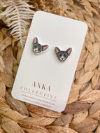 Peterbald Gray Cat Stud Earrings
