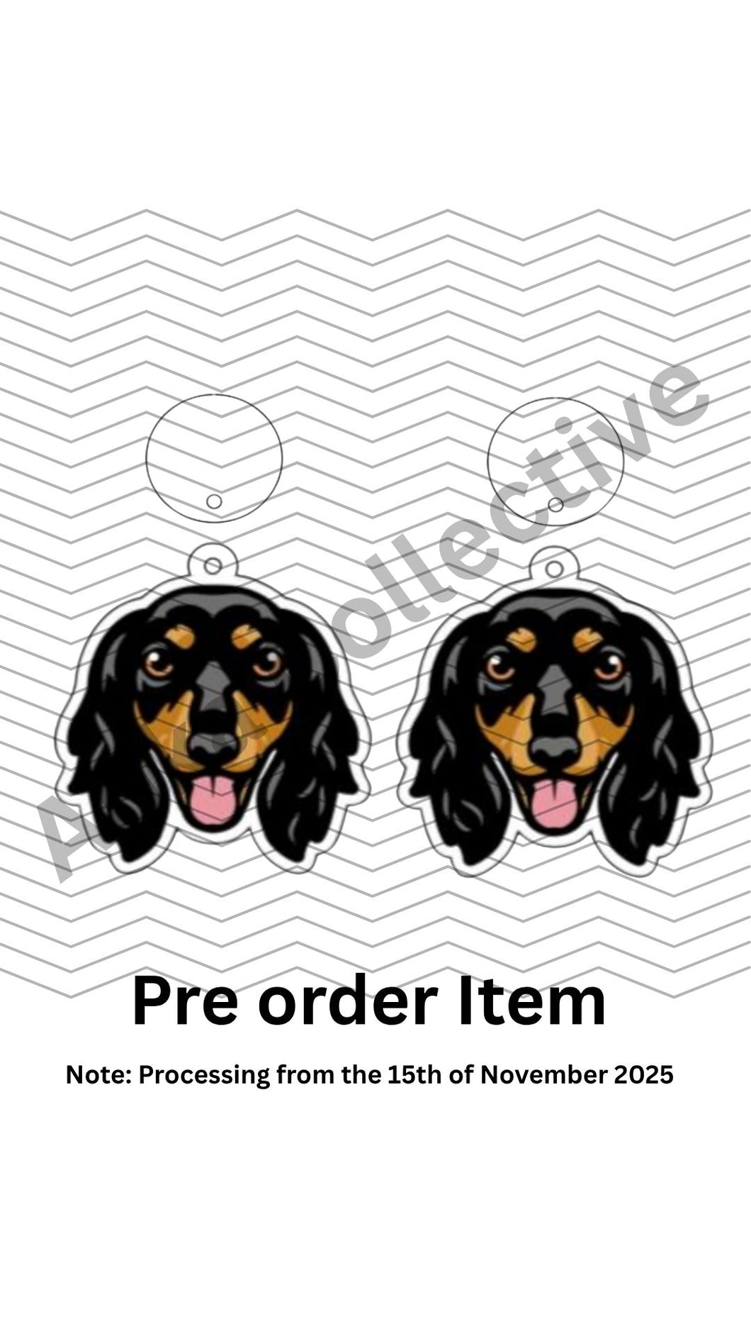 Dachshund Long Haired Black Dangle Earrings