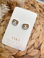 Scottish Fold Stripped Tan Cat Stud Earrings