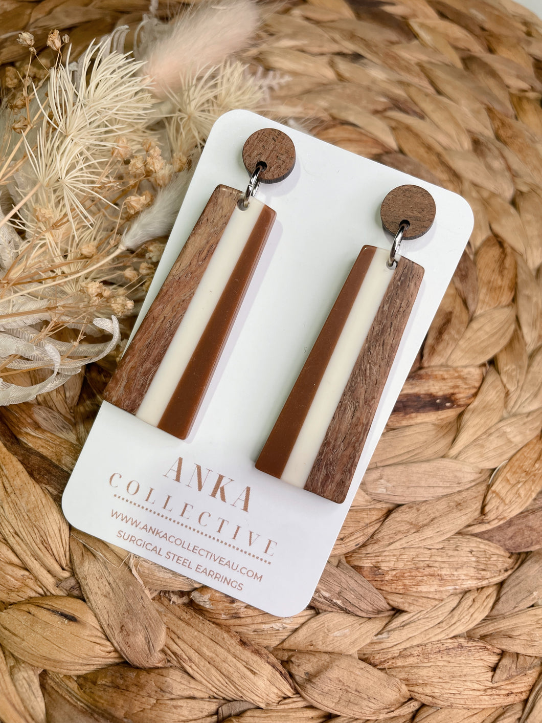 Tan Paddle Resin Wooden Dangles