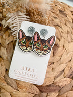 Bengal Dark Cat Dangle Earrings