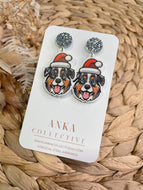 Aussie Shepherd Dangle Christmas Earrings