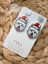 Load image into Gallery viewer, Westie Dangle Christmas Earrings
