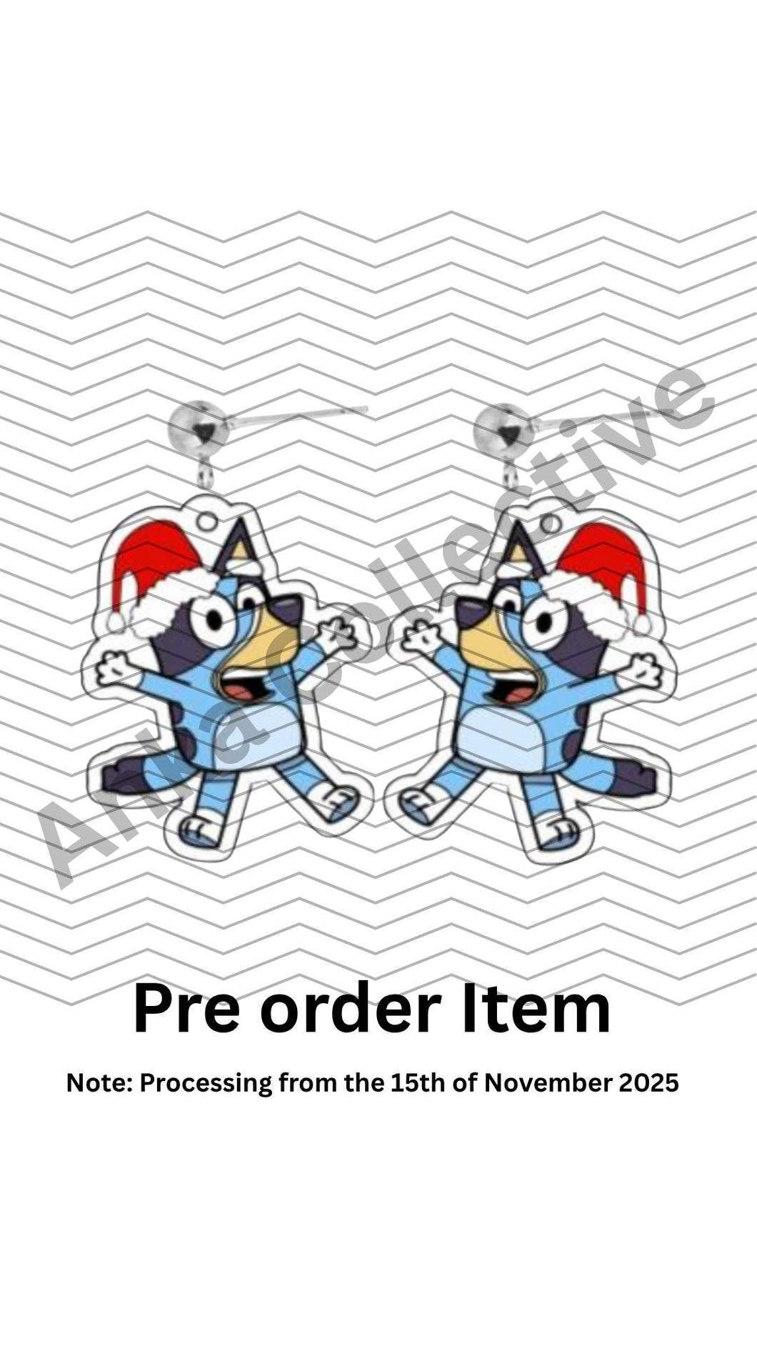 Blue Dog Christmas Dangle Earrings