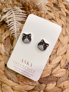 Exotic Shorthair Brown Cat Stud Earrings