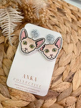 Load image into Gallery viewer, Sphynx Light Tan Cat Dangle Earrings

