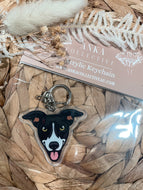 Greyhound Black & White Dog Keychain