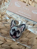 French Bulldog Pied Dog Keychain