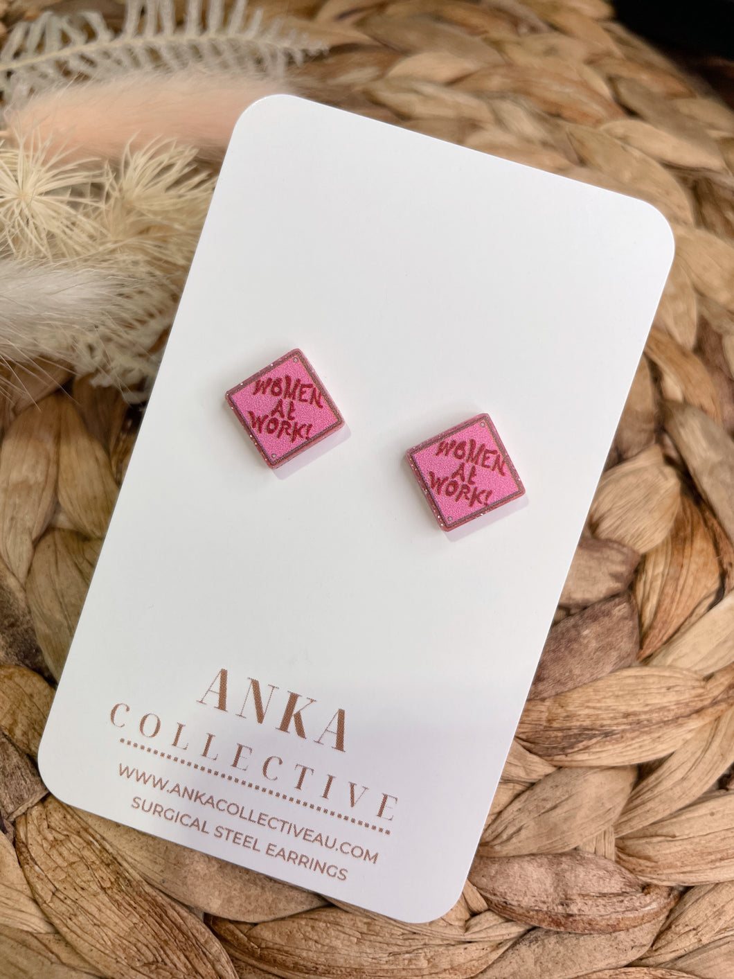 Women At Work Pink Stud Earrings