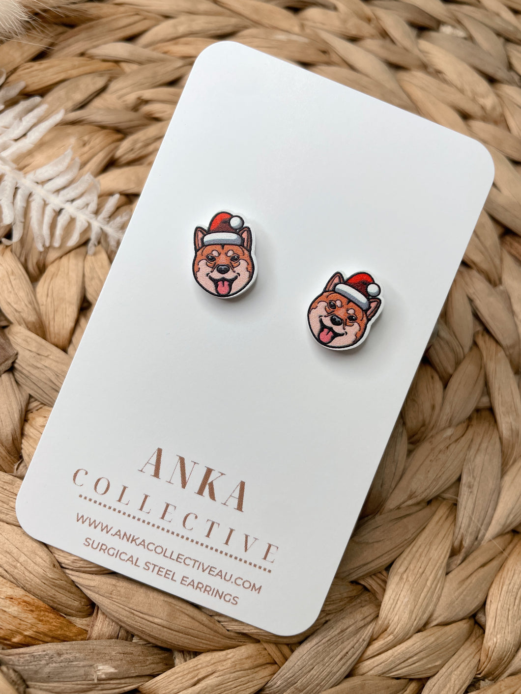 Shiba Inu Stud Christmas Earrings