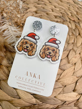 Load image into Gallery viewer, Mini Poodle Dangle Christmas Earrings
