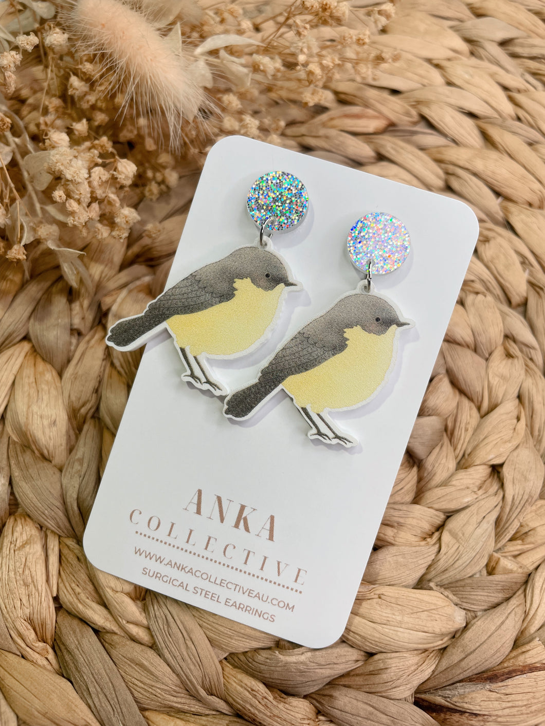 Eastern Yellow Robin Dangle Earrings