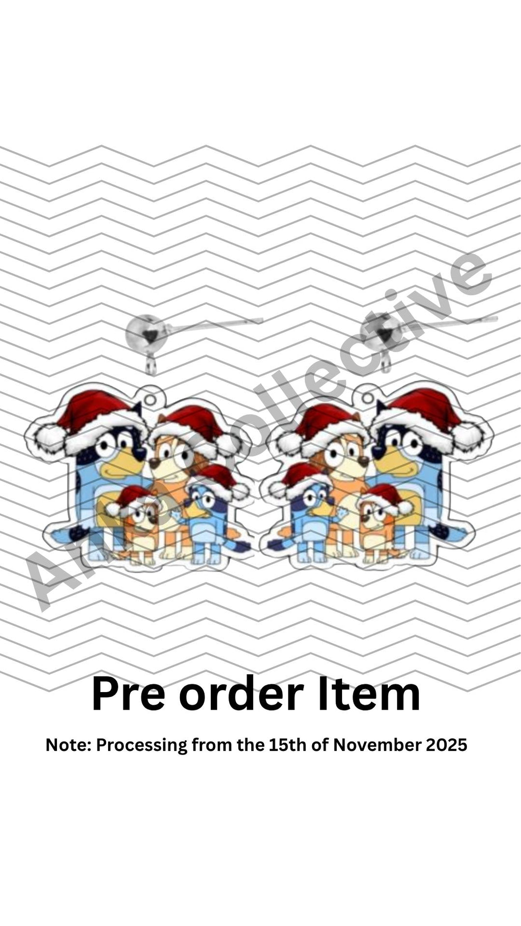 Blue Dog Family Christmas Dangle Earrings