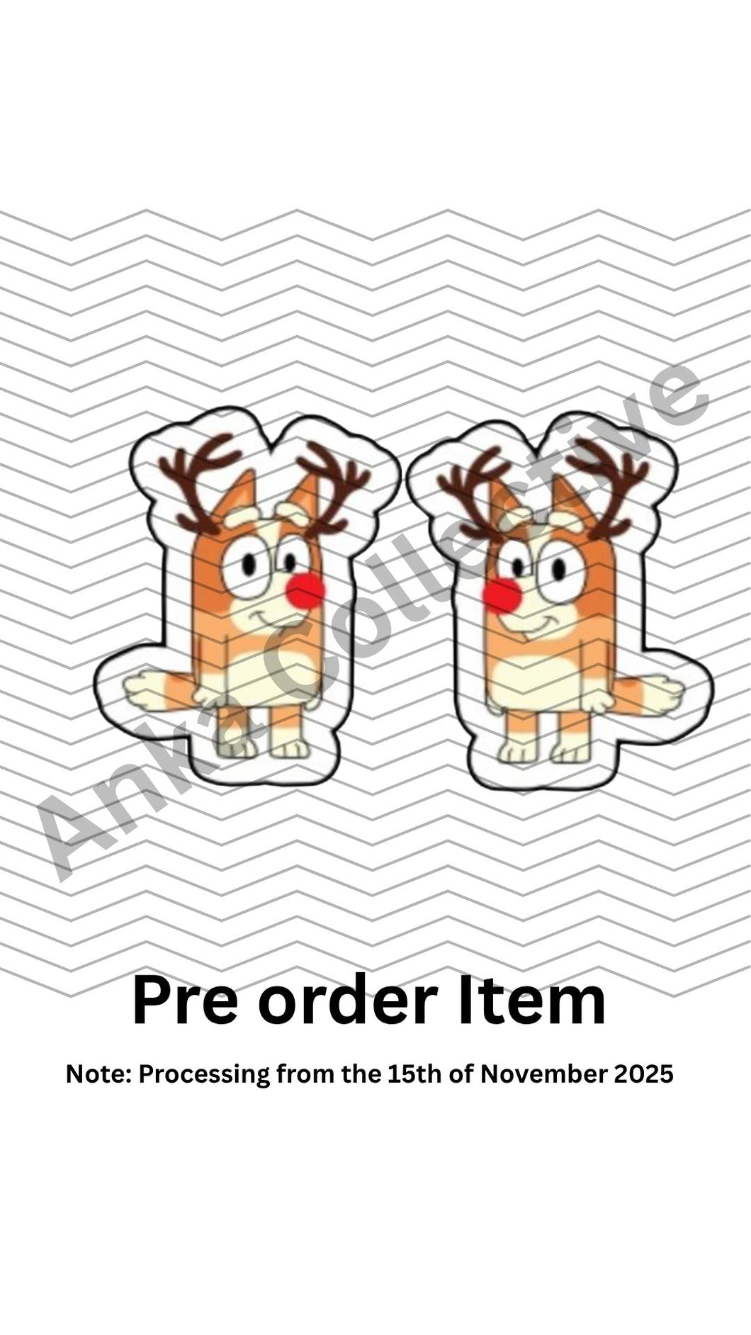 Orange Dog Christmas Stud Earrings