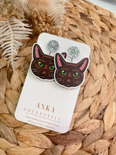 Load image into Gallery viewer, Chocolate Cat Dangle Earrings
