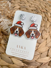 Load image into Gallery viewer, Beagle Dangle Christmas Earrings
