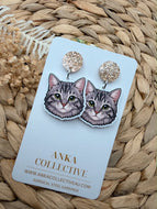 Grey Cat Dangle Earrings