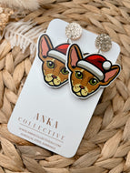 Peterbald Tan Cat Dangle Christmas Earrings