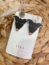 Load image into Gallery viewer, Greyhound Black Dangle Earrings

