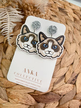 Load image into Gallery viewer, Ragdoll Dark Cat Dangle Earrings
