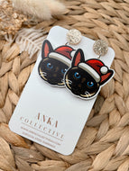 Siamese Dark Cat Dangle Christmas Earrings