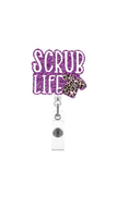 Scrub Life Purple Glitter Badge Reel