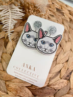 Silver Cat Dangle Earrings