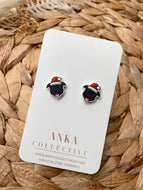 Staffy Black Stud Christmas Earrings